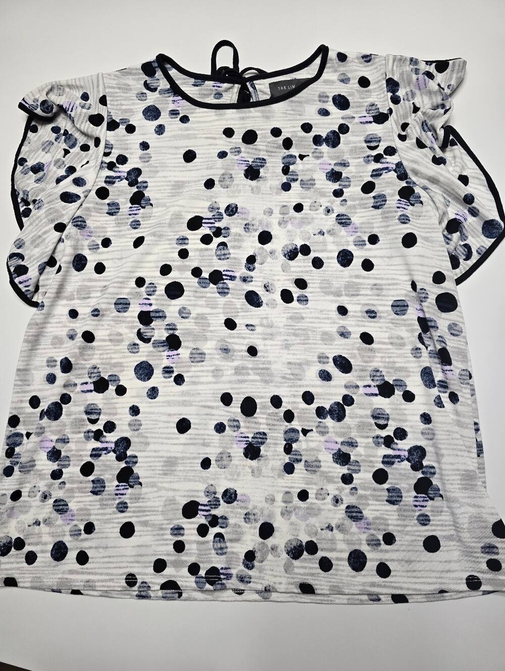 The Limited White Polka Dot Flutter Sleeve Blouse